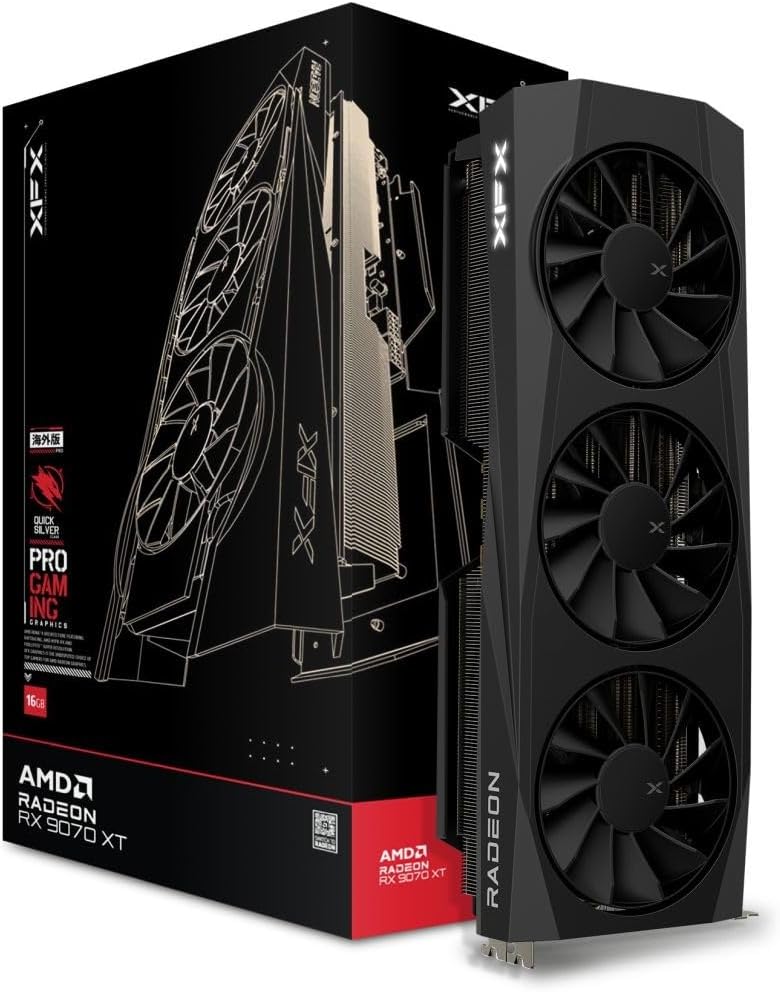 XFX Quicksilver AMD Radeon RX 9070XT Gaming Edition with 16GB GDDR6 HDMI 3xDP, AMD RDNA 4 RX-97TQICKBA